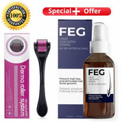 Pack of 2 FEG Hair Growth Spray Plus Derma Roller, Suitable For Both Men and Women